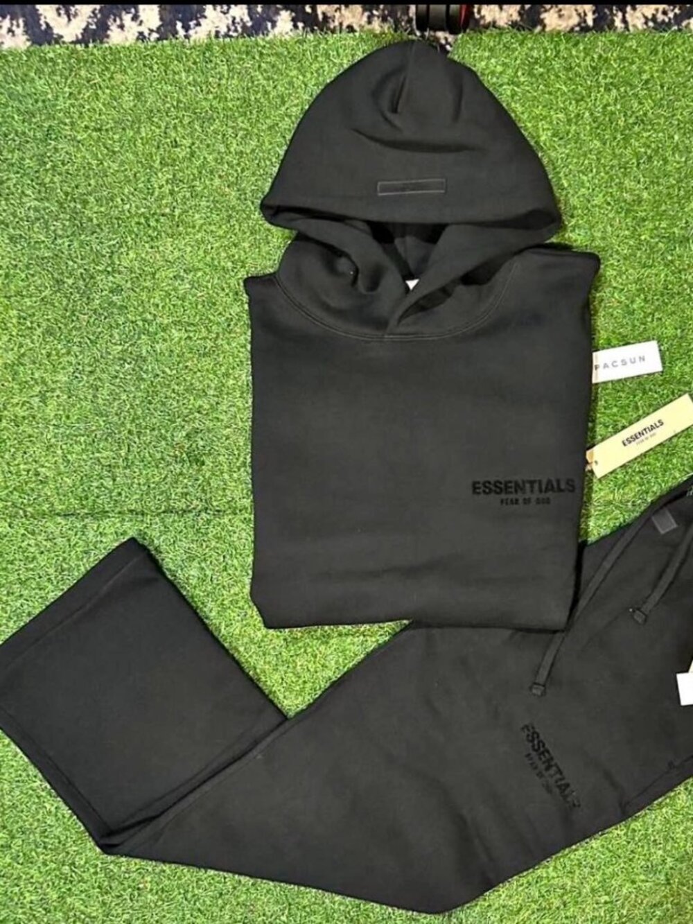 Essentials Small Black Hoodie and sweatpants uncuffed set